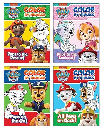 Paw Patrol Color By Number Super Pack : Set Of 4 Coloring Books For Kids