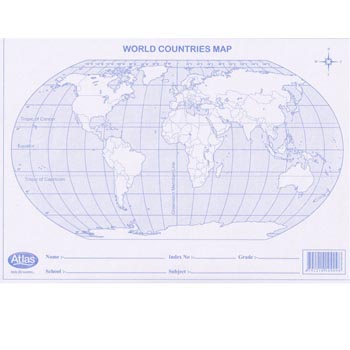 Atlas World Countries Map A4 Size