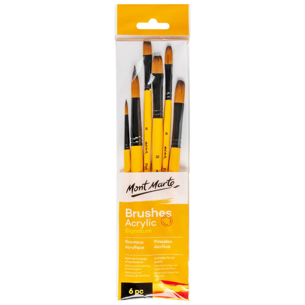 Mont Marte Signature Acrylic Brushes 6 Pcs