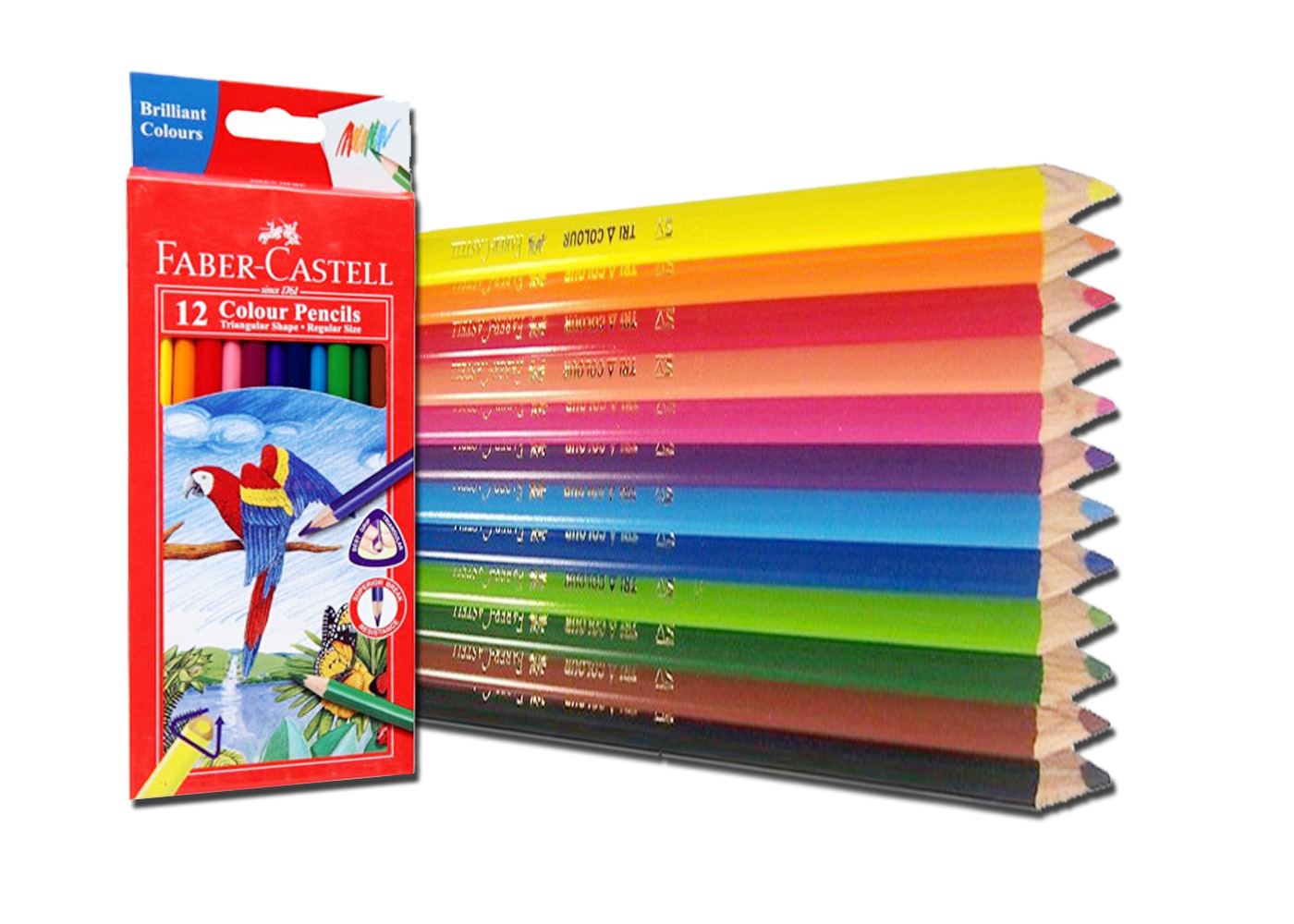 Faber Castell - 12 Colour Pencils Triangular Shape (NO : FC118012)