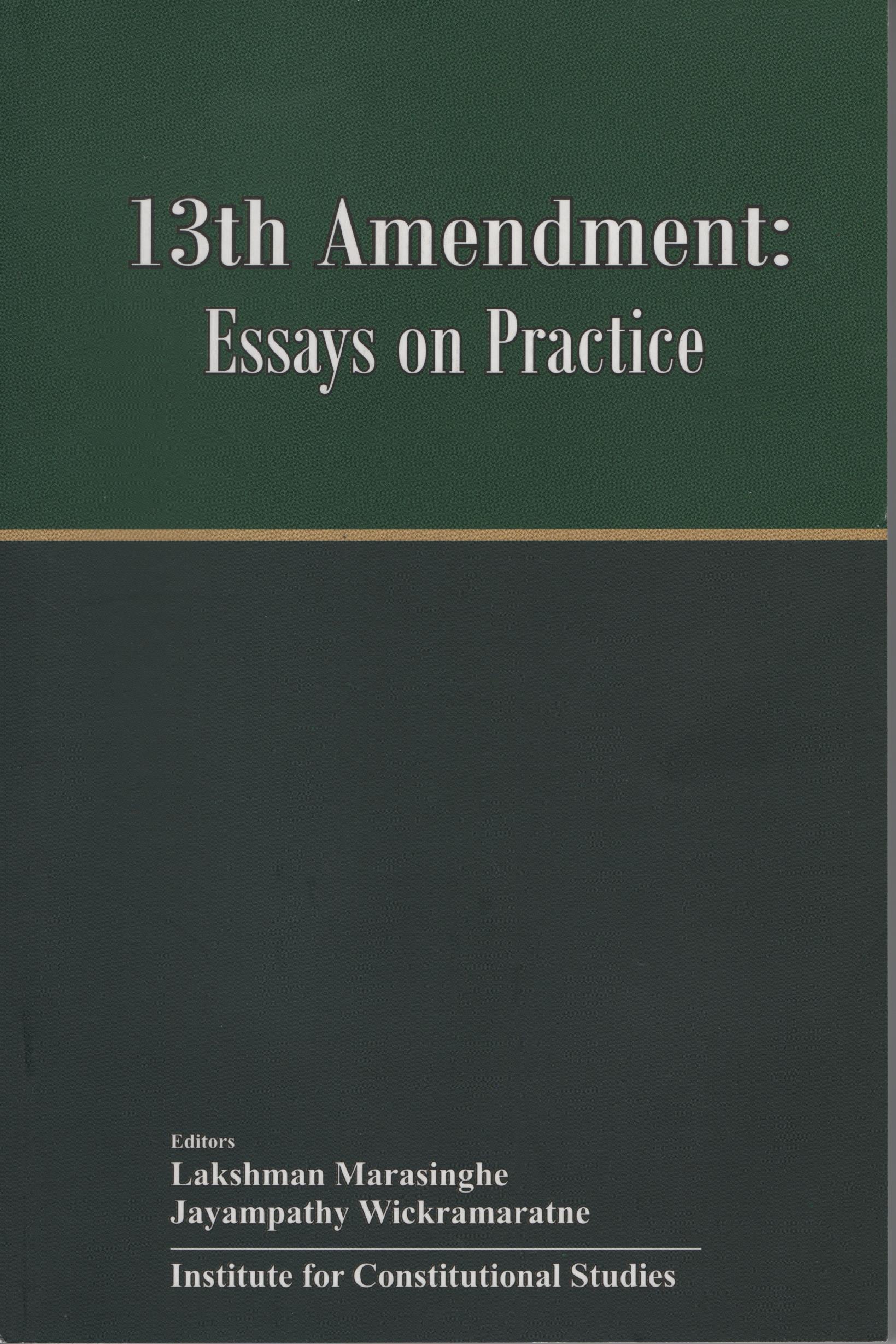 13th Amendment: Essays on Practice