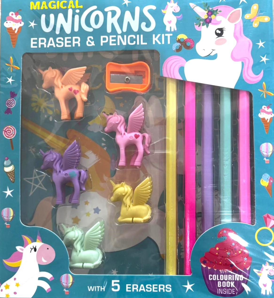 Hello Friend Magical Unicorns Eraser and Pencil Kit