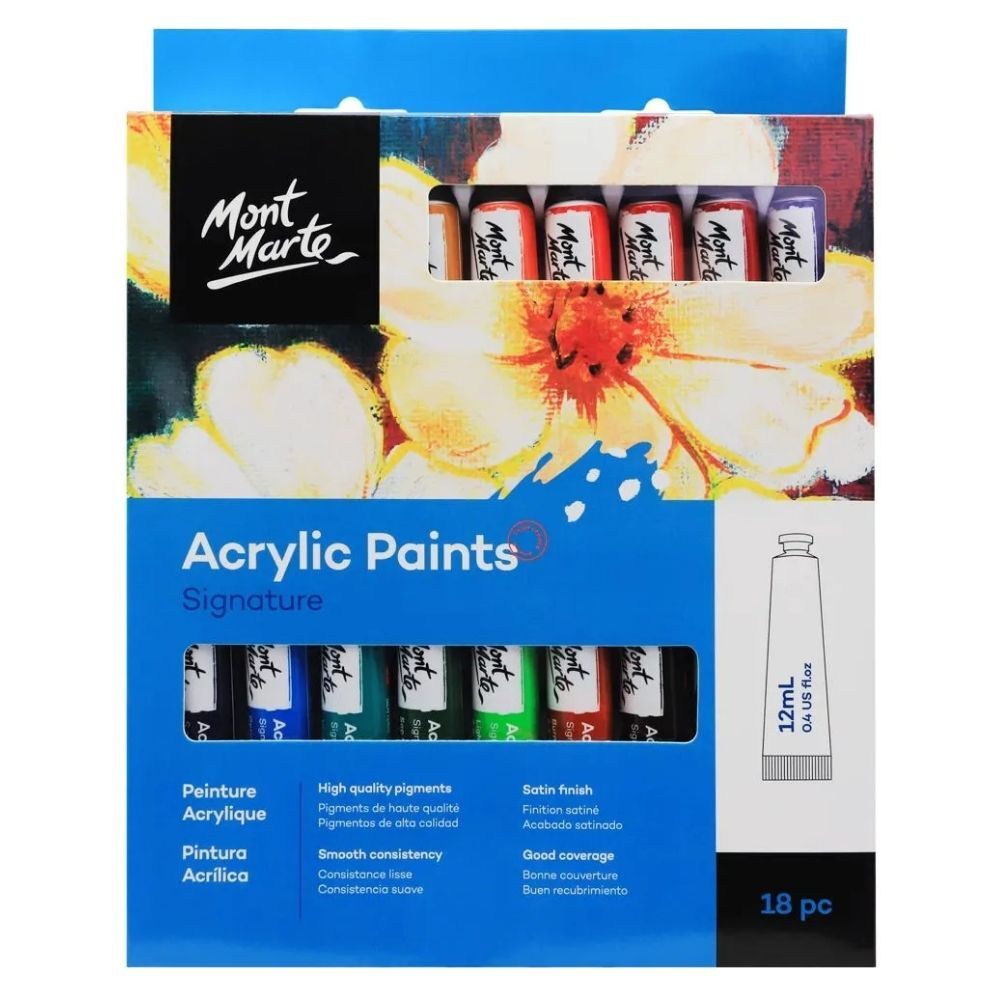 Mont Marte Signature 12ml Acrylic Paints - 18 Pcs