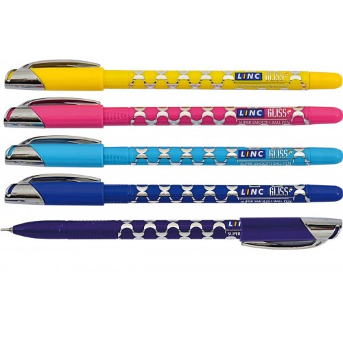 Linc Gliss Ball Pen - Blue, Black & Red - 7 Design