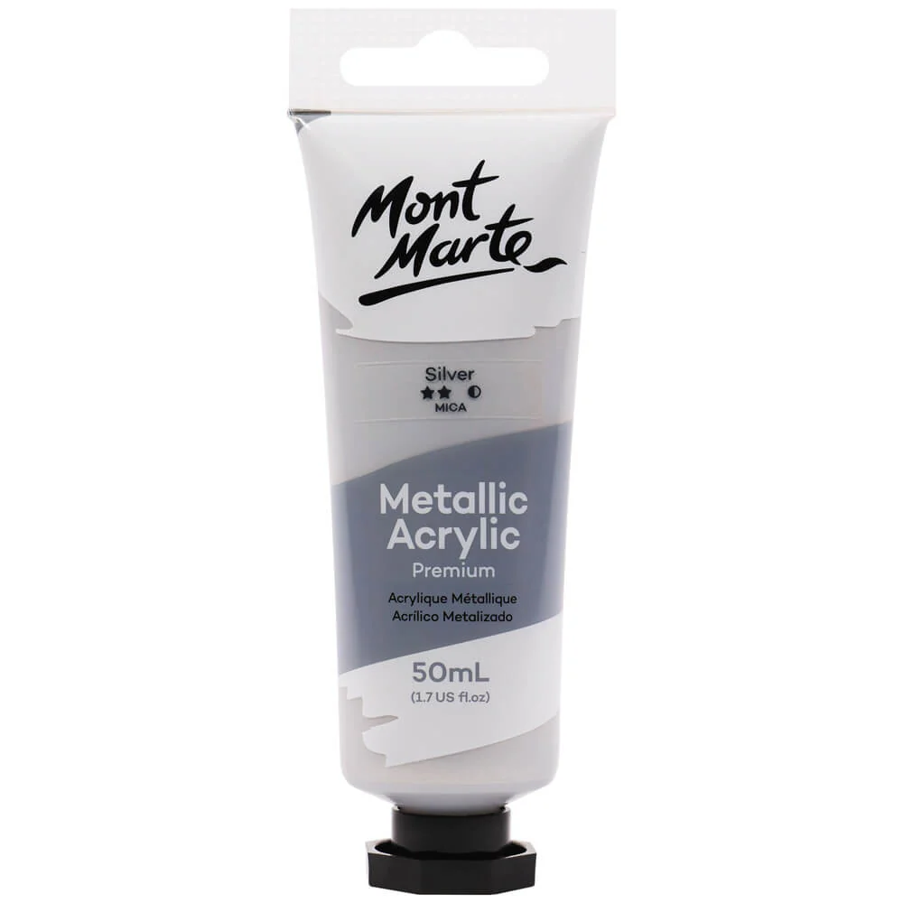 Mont Marte Premium 50ml Metallic Acrylic - Silver