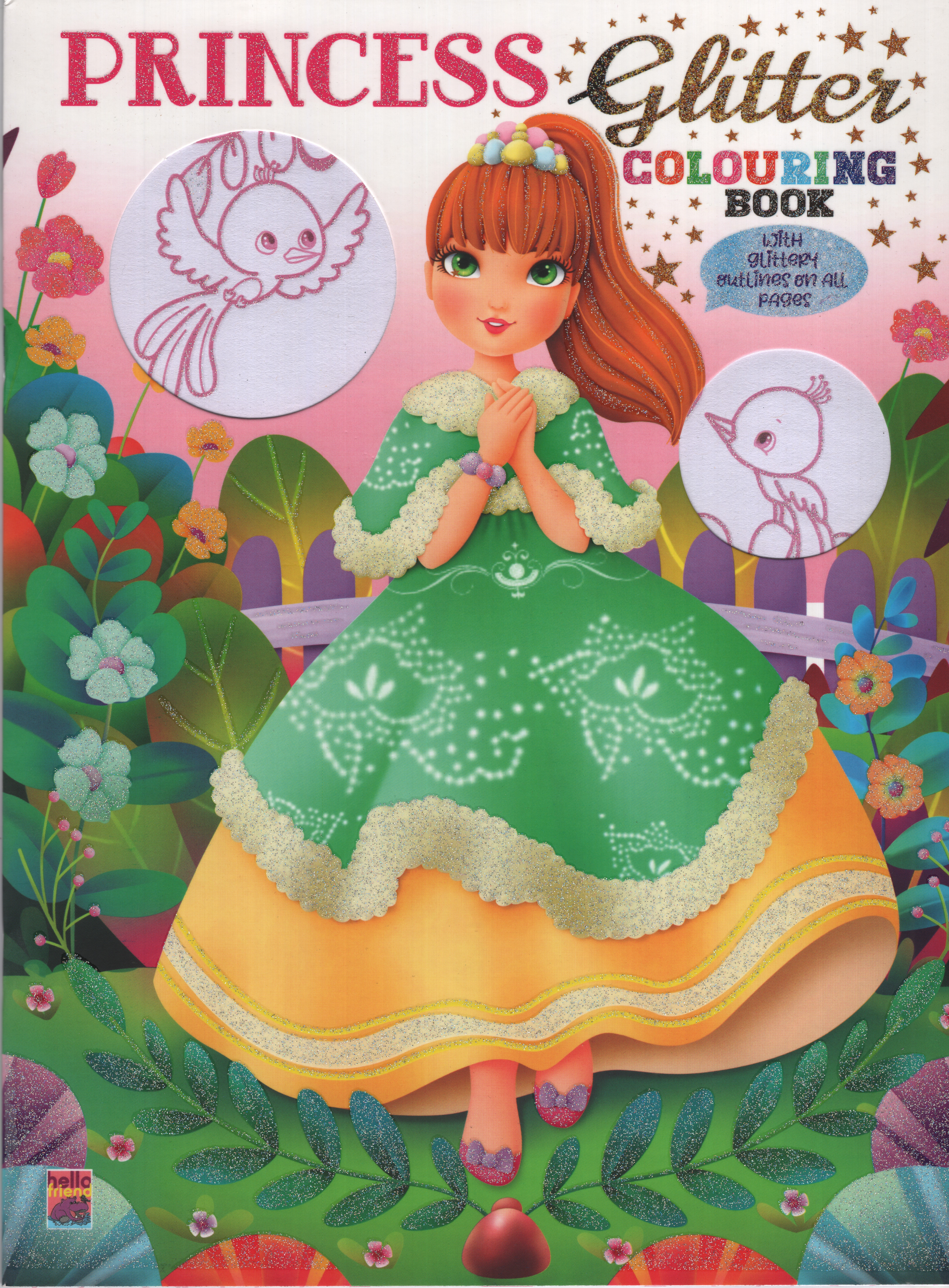 Hello Friend Princess and Castle Glitter Colouring Book