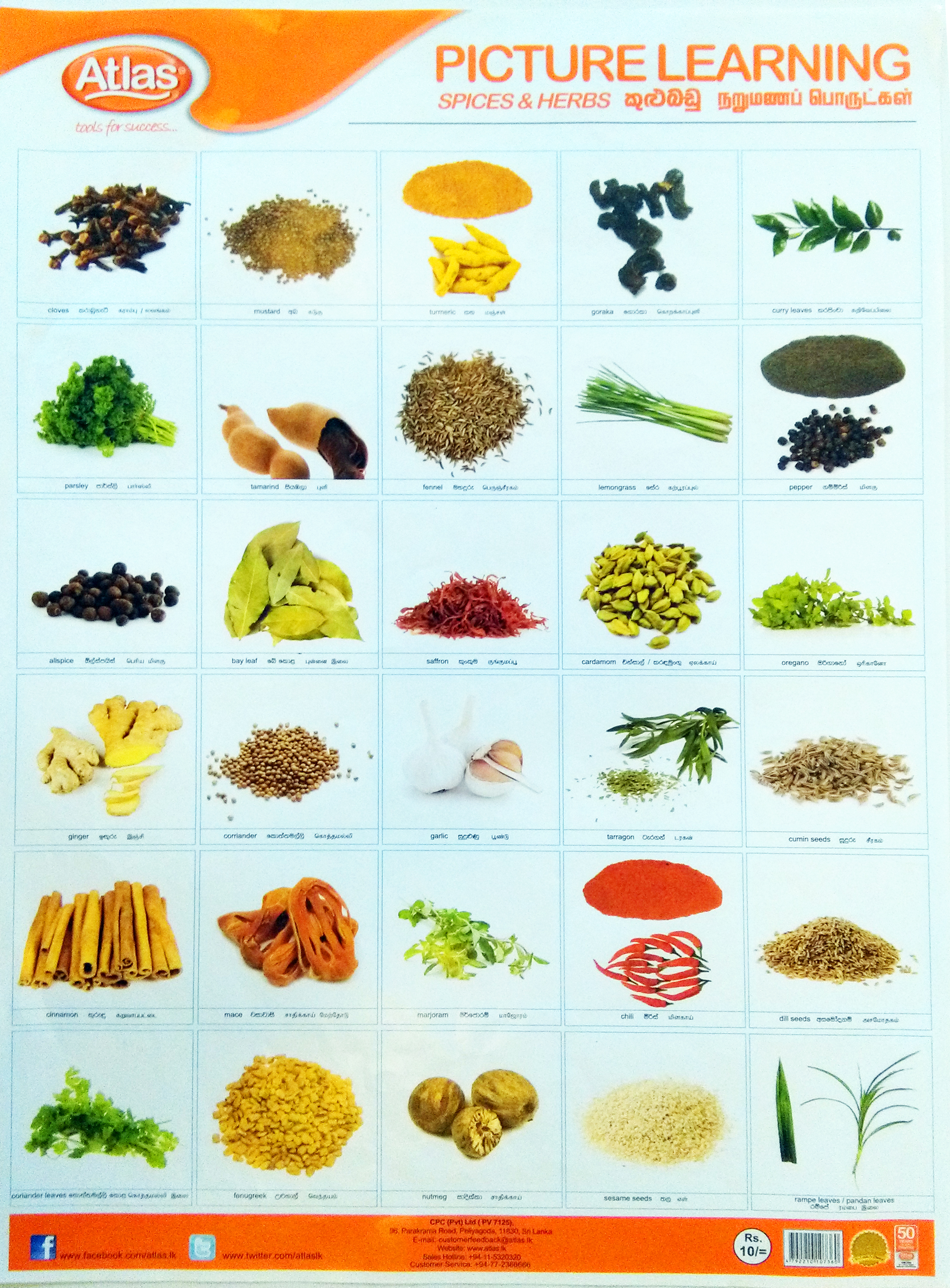 Atlas Spices And Herbs Picture Learning Scrap Sheet