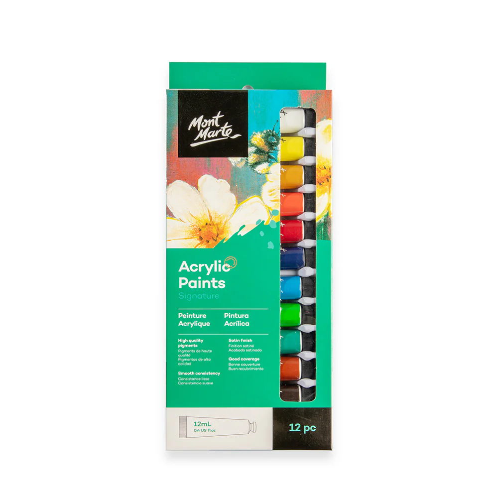 Mont Marte Signature 12ml Signature Acrylic Paints - 12 Pcs