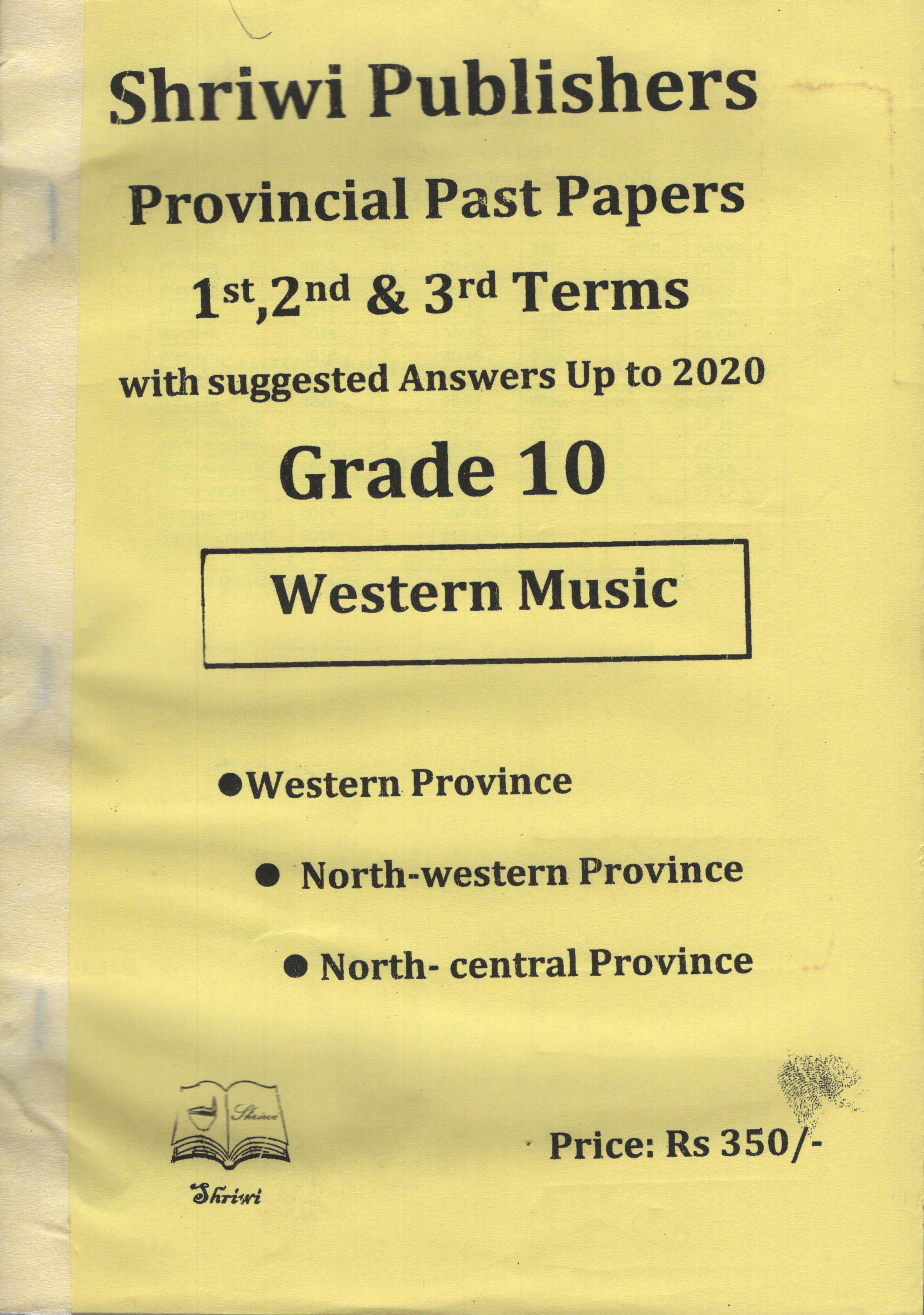 Shriwi Grade 10 Western Music Provincial Past Papers up to 2021 with Suggested Answers 1st 2nd 3rdTerms