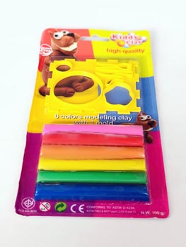 Kiddy Clay high quality 6 colors modeling clay with 1 mold