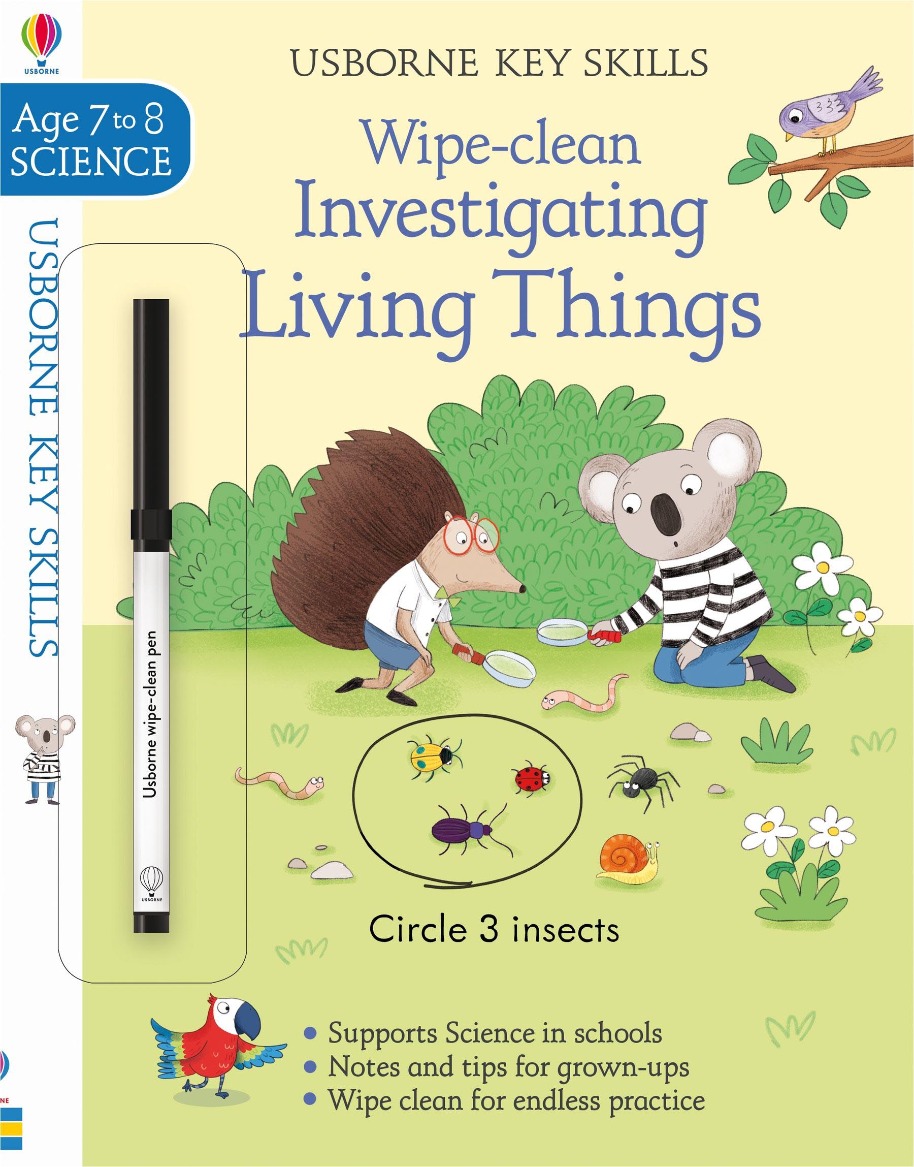 Usborne Key Skills Wipe Clean Investigating Living Things (Age 7 to 8 Science)