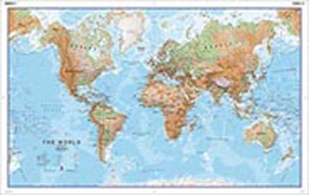 The World Physical Flat Laminated Map
