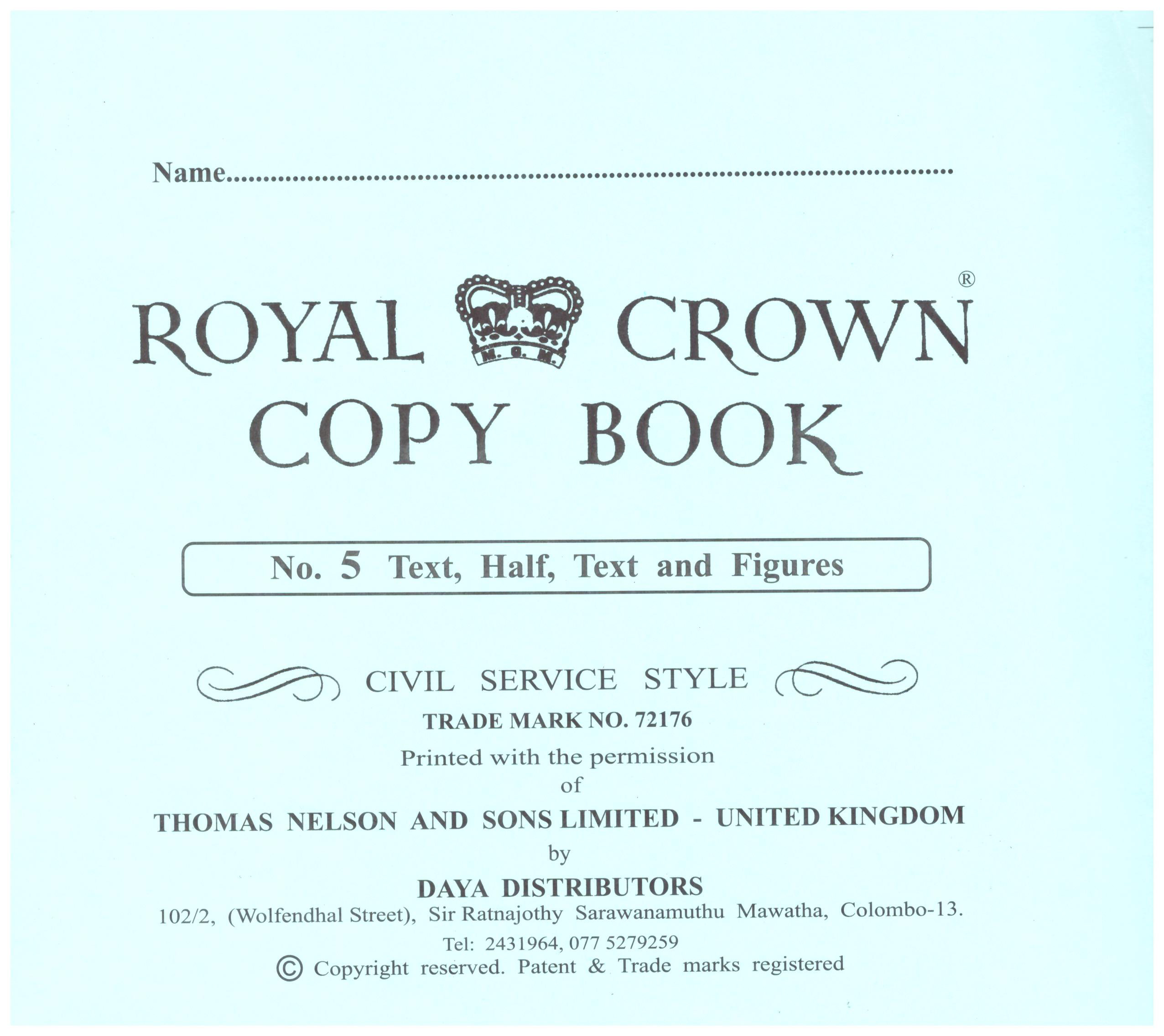 Royal Crown Copy Book No 5