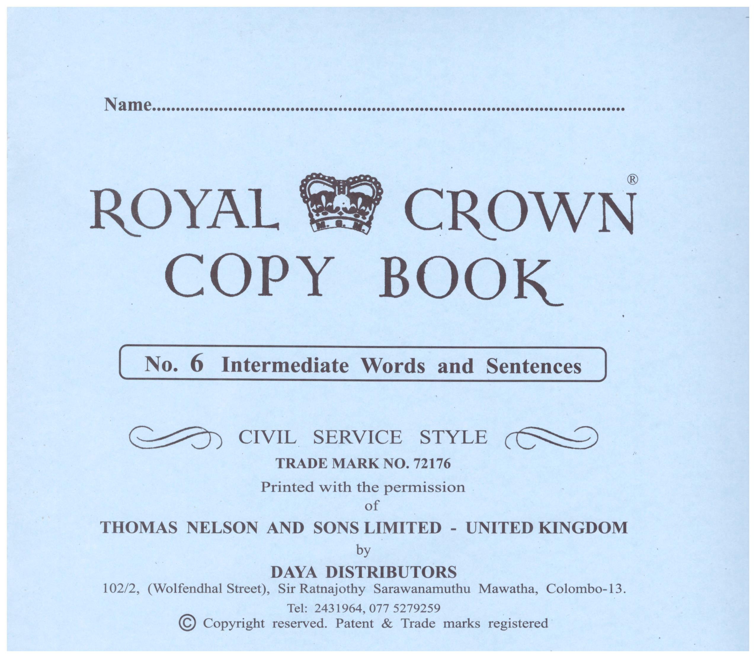 Royal Crown Copy Book  6