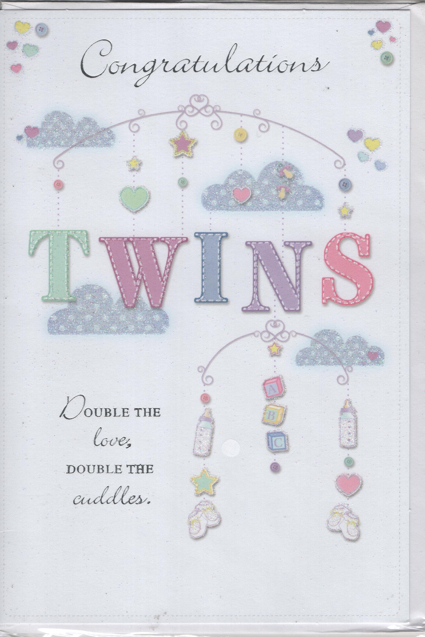 Simon Elvin Greeting Card : Congratulations Twins Double The Love, Double The Cuddles