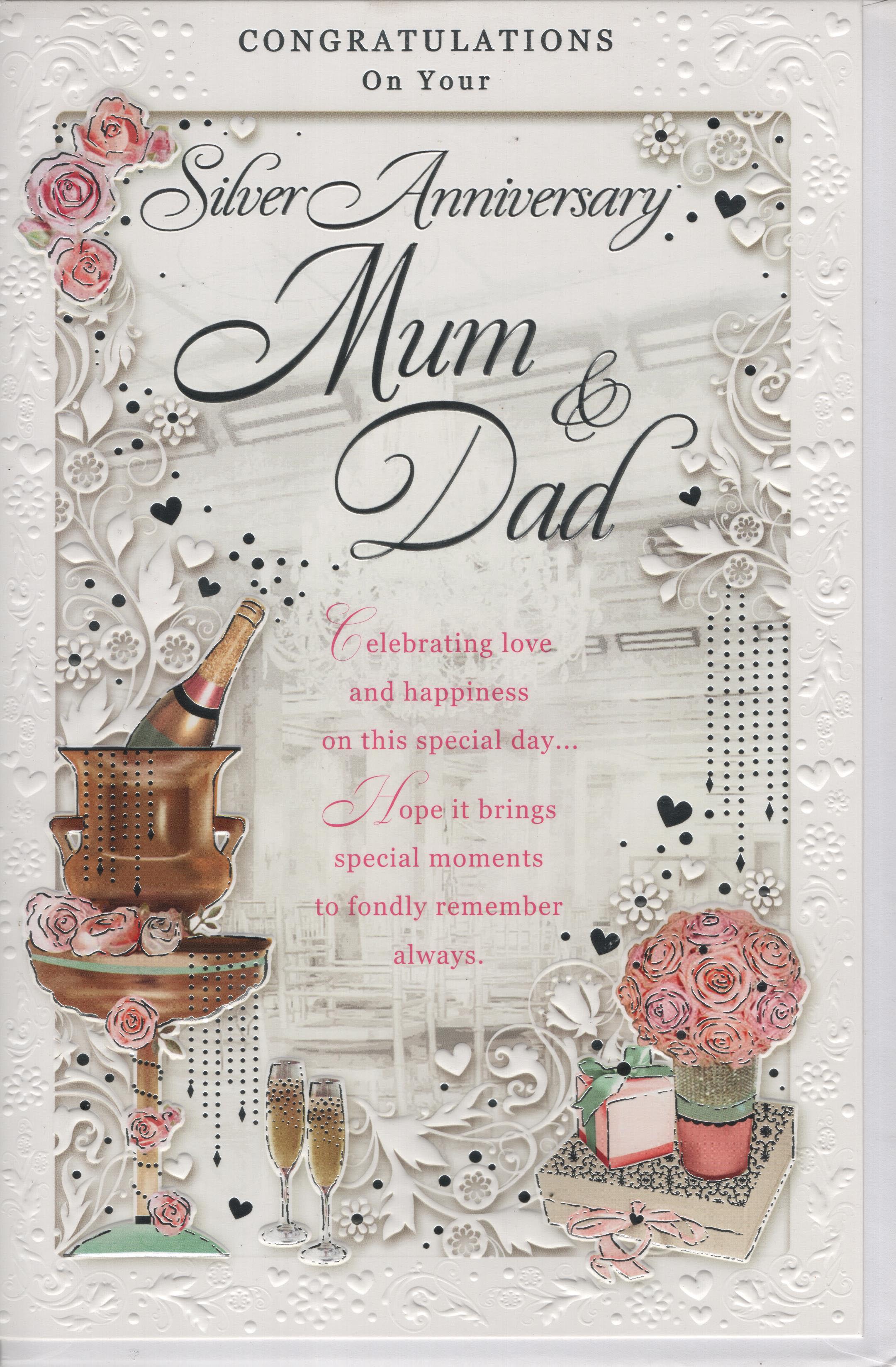 Xpress Yourself Greeting Card : Congratulations On Your Silver Anniversary Mum and Dad