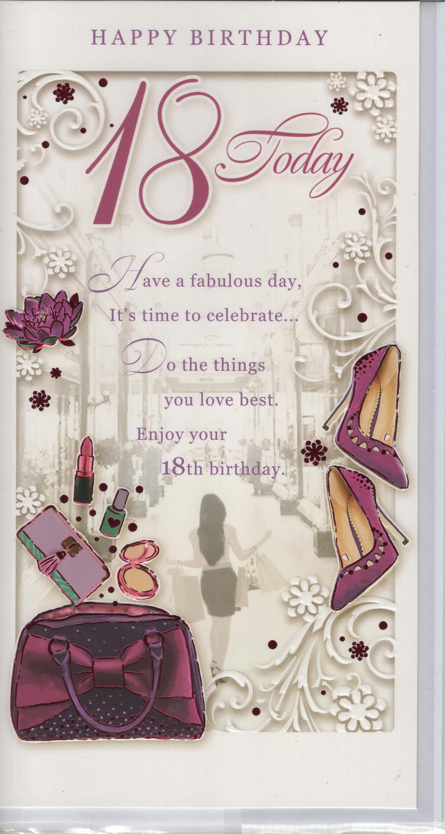 Happy Birthday 18 Today Blank Greeting Card